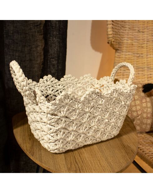 Panier crochet Léa beige -  25x17x15 cm