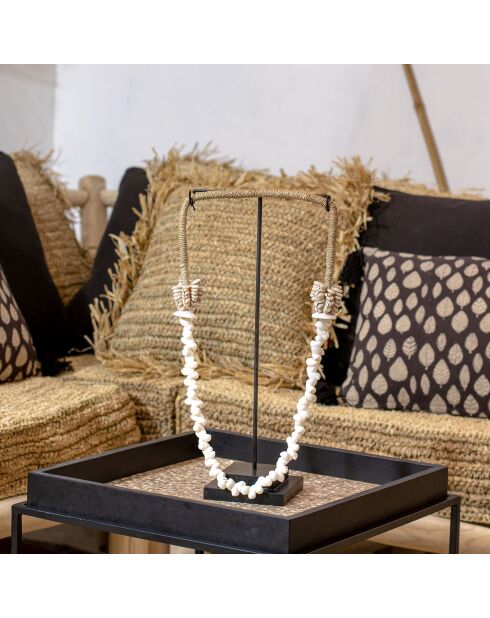 Collana a conchiglia su base in metallo dao bianco/nero - H.38 cm