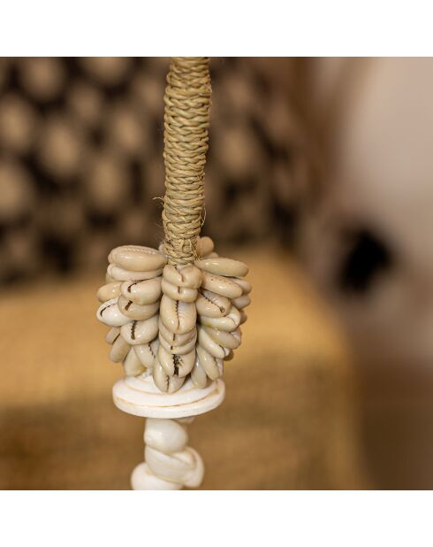 Collana a conchiglia su base in metallo dao bianco/nero - H.38 cm