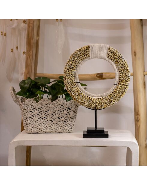 Collana a conchiglia su base metallica linh bianco/beige/nero - H.37 cm