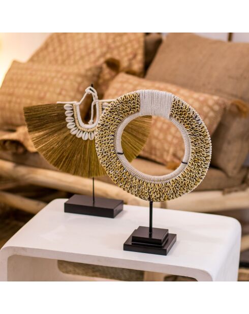 Collana a conchiglia su base metallica linh bianco/beige/nero - H.37 cm