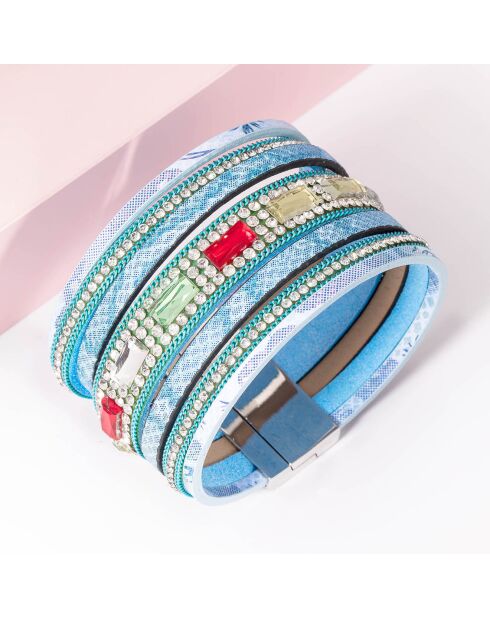 Manchette Idyl Of Crystal argenté/turquoise