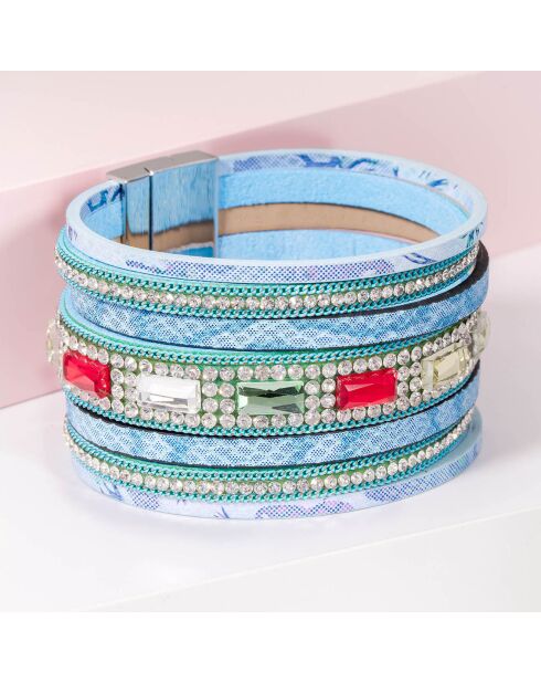 Manchette Idyl Of Crystal argenté/turquoise