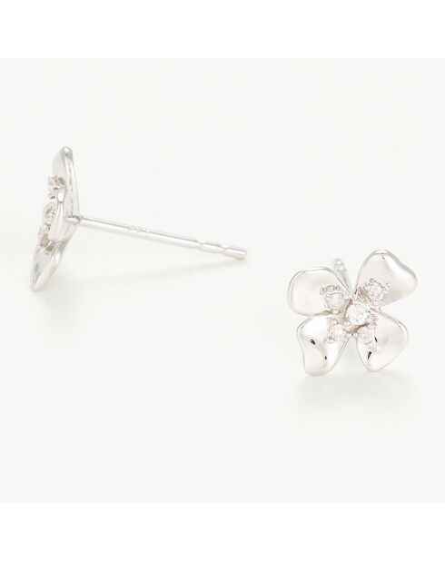 Boucles d'oreilles Pistil Diamant 0.05 ct or blanc