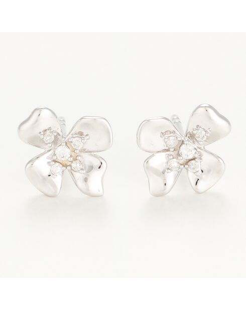 Boucles d'oreilles Pistil Diamant 0.05 ct or blanc