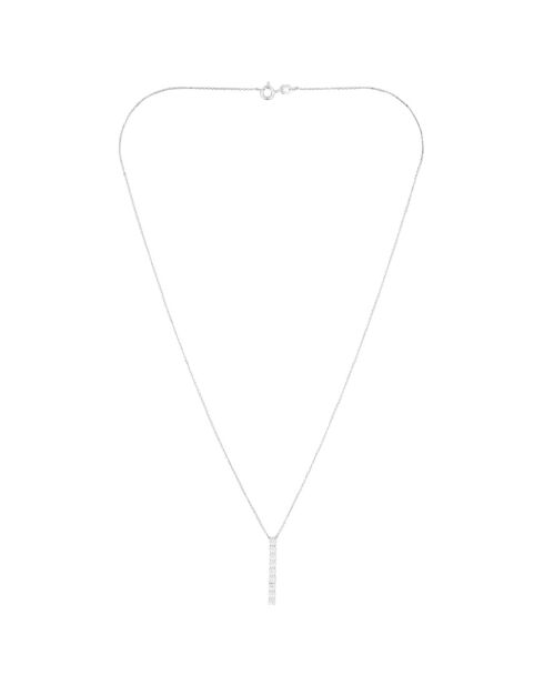 Collana in oro bianco 0,054 ct, fila di 9 diamanti
