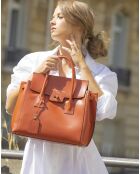 Sac à main en Cuir Jane orange foncé - 36x35x24cn cm