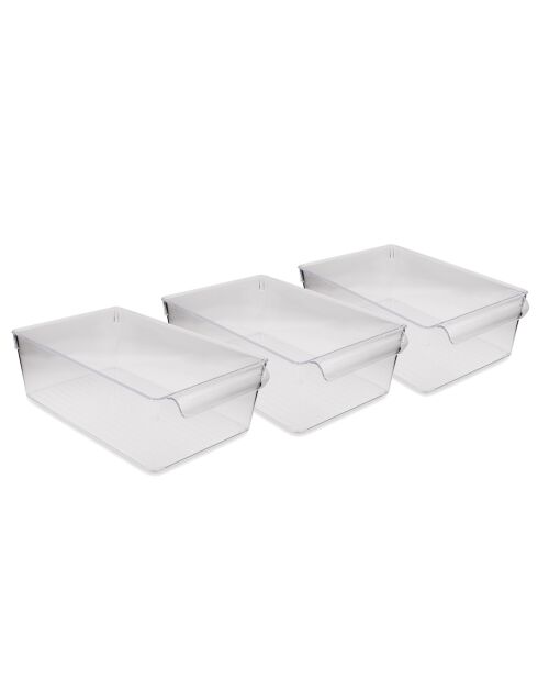 3 Organisateurs de réfrigérateur transparents - 20x32.5x10 cm
