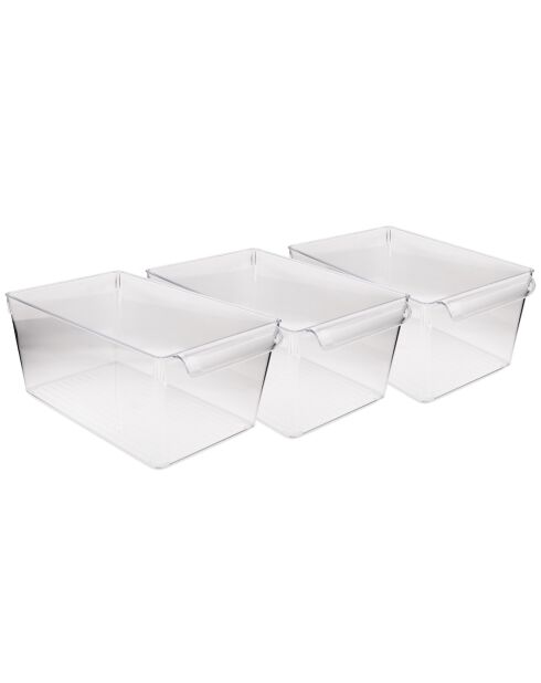 3 Organisateurs de réfrigérateur transparents - 20x32.5x14 cm