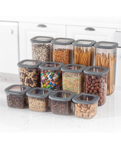 12 antraciete opbergdozen