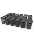12 Boîtes de conservation anthracite - 9x19x12.5 cm