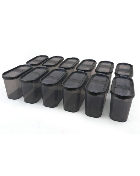 12 Boîtes de conservation anthracite - 9x19x12.5 cm