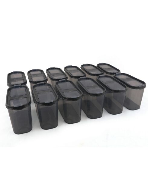 12 Boîtes de conservation anthracite - 9x19x12.5 cm