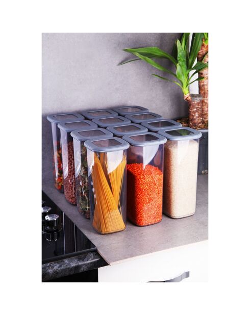 12 grijze opbergdozen - 11x11x25 cm