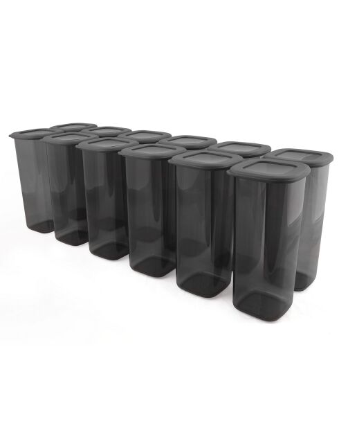 12 grijze opbergdozen - 11x11x25 cm