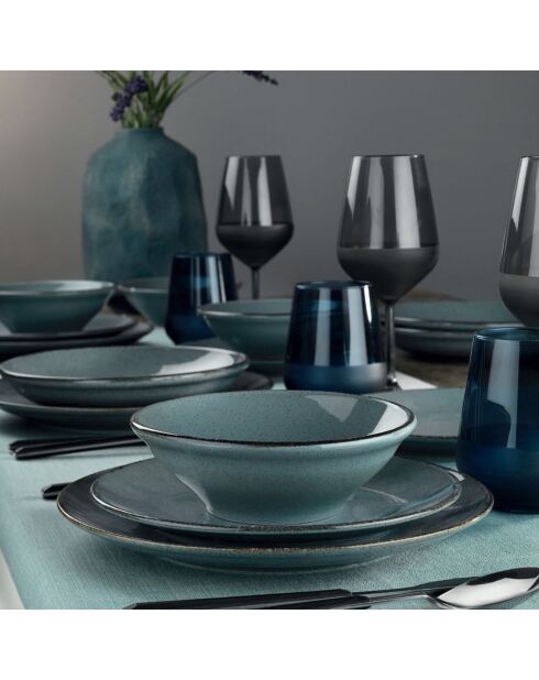Service de table bleu en Porcelaine - 18 pièces