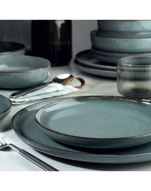 Service de table bleu en Porcelaine - 18 pièces