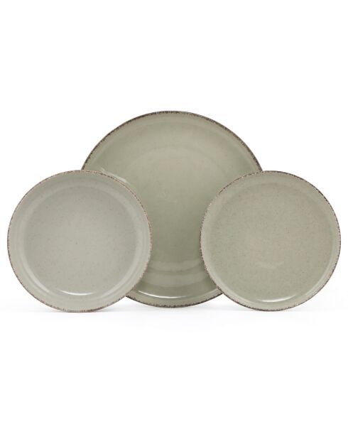 Set de vajilla de porcelana verde - 18 piezas