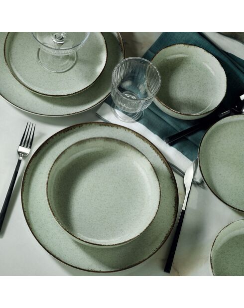 Service de table vert en Porcelaine - 18 pièces