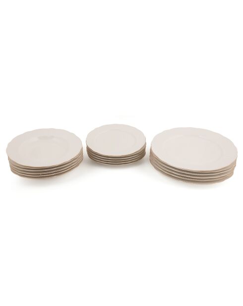 Service de table blanc/doré en Porcelaine - 18 pièces