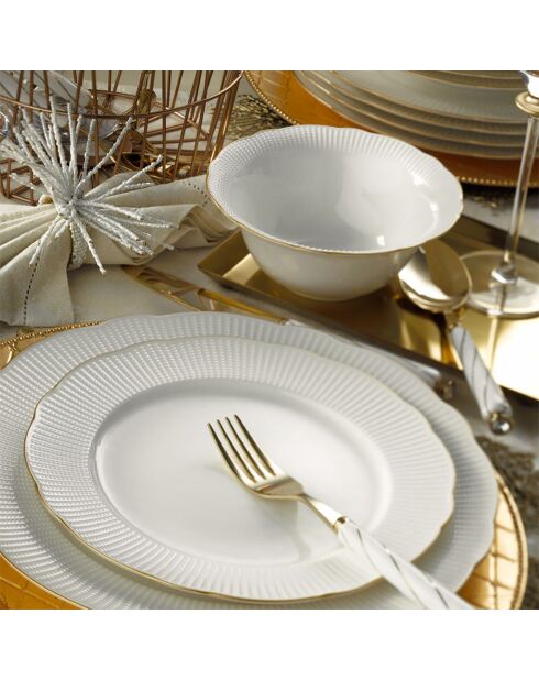 Service de table blanc/doré en Porcelaine - 18 pièces