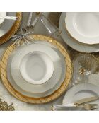 Service de table blanc/doré en Porcelaine - 18 pièces