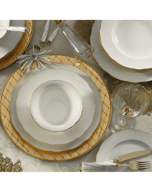 Service de table blanc/doré en Porcelaine - 18 pièces
