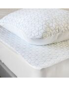 Housse de matelas rafraichissante Icy blanc/bleu