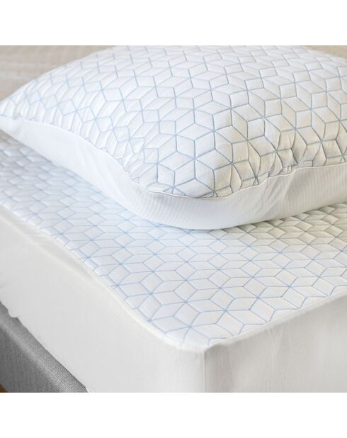 Housse de matelas rafraichissante Icy blanc/bleu