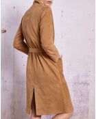 Manteau en Velours de Cuir Qoter caramel