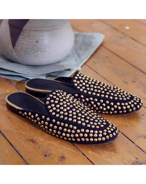 Mocassins en Velours de Cuir Sultana noirs