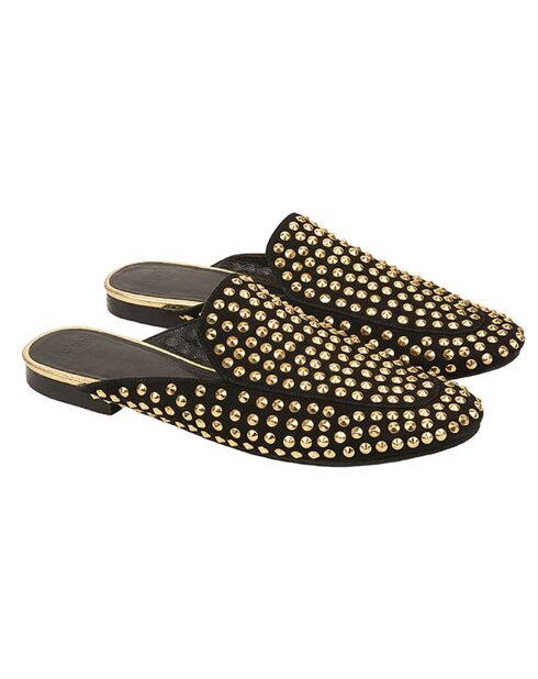 Mocassins en Velours de Cuir Sultana noirs