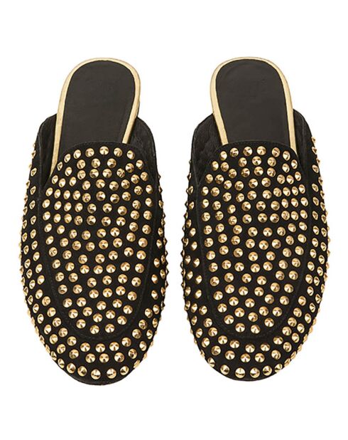 Mocassins en Velours de Cuir Sultana noirs