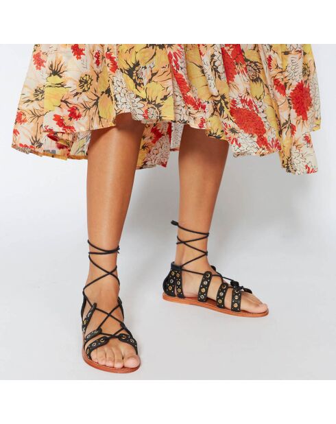 Sandales en Cuir de Vache Bruna noires
