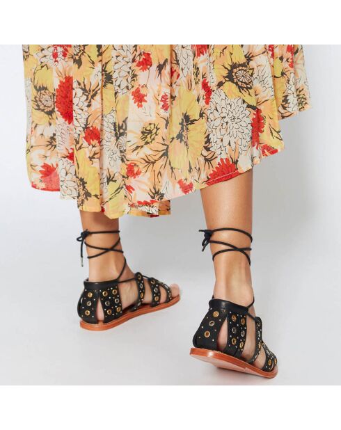 Sandales en Cuir de Vache Bruna noires