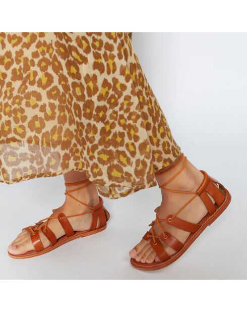 Sandales en Cuir de Vache Brunu naturel