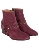 Bottines en Velours de Cuir Toots bordeaux