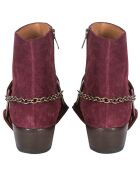 Bottines en Velours de Cuir Toots bordeaux