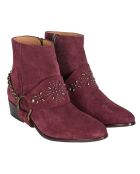 Bottines en Velours de Cuir Toots bordeaux