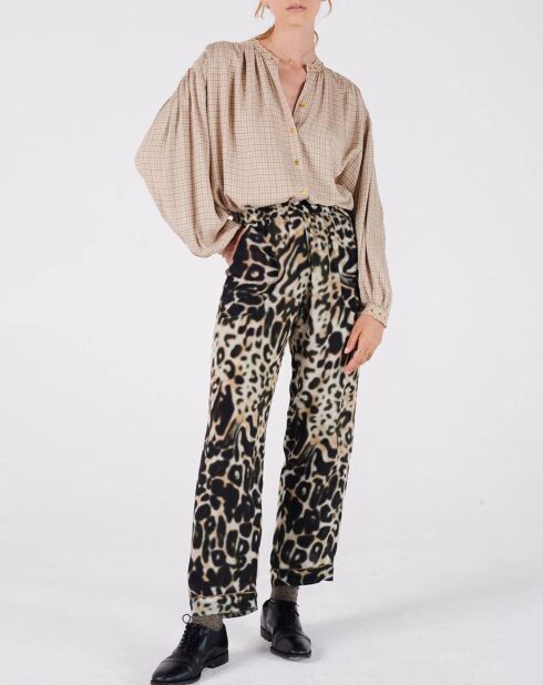 Beige/zwarte broek van Calix