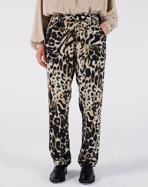 Beige/zwarte broek van Calix