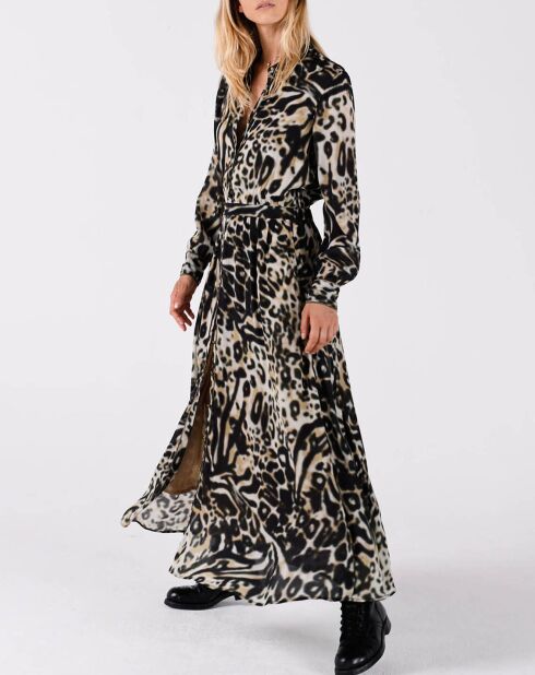 Celine schwarz/beiges bedrucktes Kleid