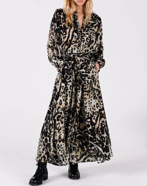 Celine schwarz/beiges bedrucktes Kleid