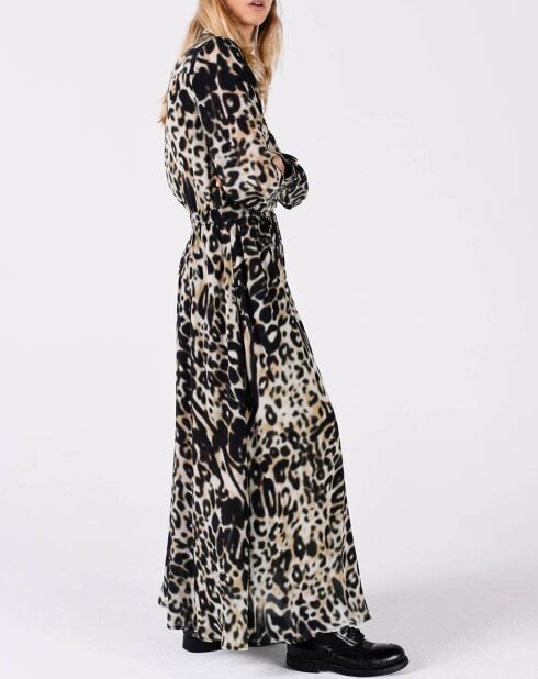 Celine schwarz/beiges bedrucktes Kleid