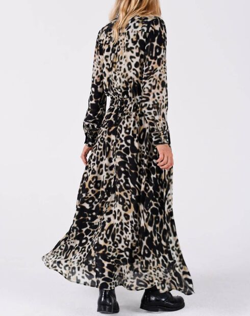 Celine schwarz/beiges bedrucktes Kleid