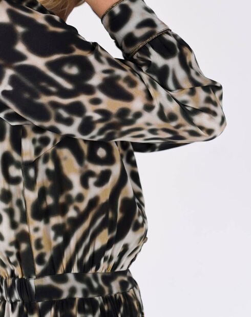 Celine schwarz/beiges bedrucktes Kleid