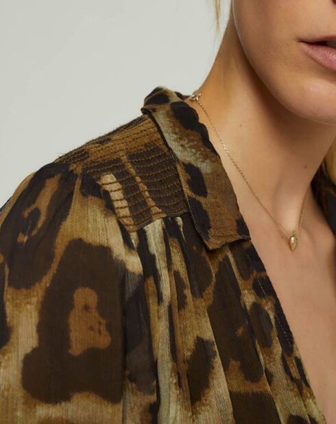 Robe Esther imprimée marron