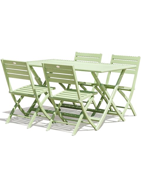 Gartenset Marius TB140 Klapptisch + 4 Marius CP Klappstühle Lagune - 140x80x73 cm