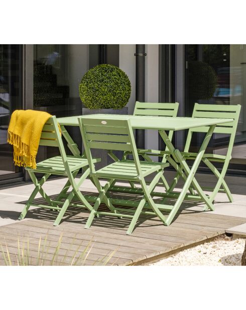 Gartenset Marius TB140 Klapptisch + 4 Marius CP Klappstühle Lagune - 140x80x73 cm