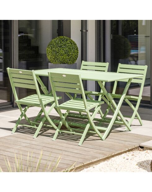 Gartenset Marius TB140 Klapptisch + 4 Marius CP Klappstühle Lagune - 140x80x73 cm